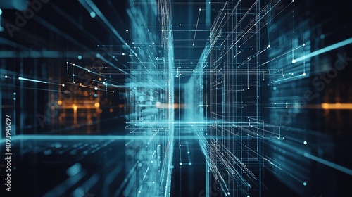 Abstract digital network data flow visualization.