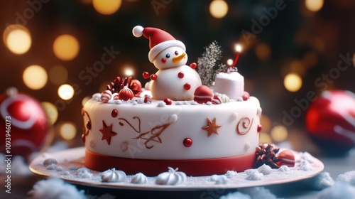 Creative and Detailed 3D Christmas Cake in 8K Resolution