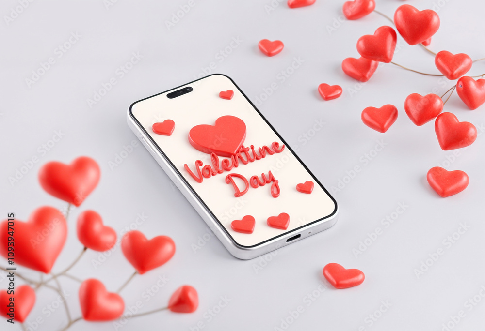 3d rendering of valentines day smartphone - generated by ai 3d rendering of valentines day smartphone - generated by ai