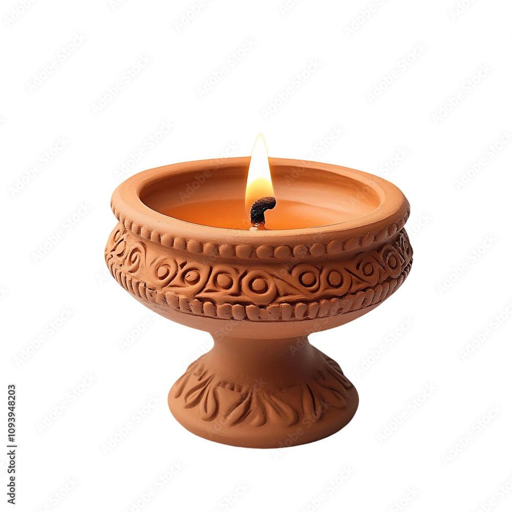 Clay Candle Holder with a Burning Candle Clay Candle Holder with a Burning Candle
