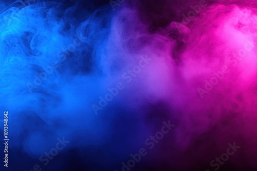 Ethereal Blue and Purple Smoke Swirling Abstract Digital Art in Vibrant Neon Light