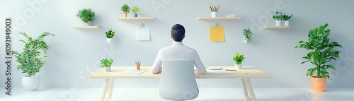 Strategic recruitment planning in hrm a modern office setup with plants and minimalist design for effective talent acquisition