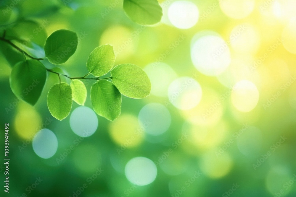 Vibrant Green Bokeh Background with Nature Foliage and Soft Light Vibrant Green Bokeh Background with Nature Foliage and Soft Light