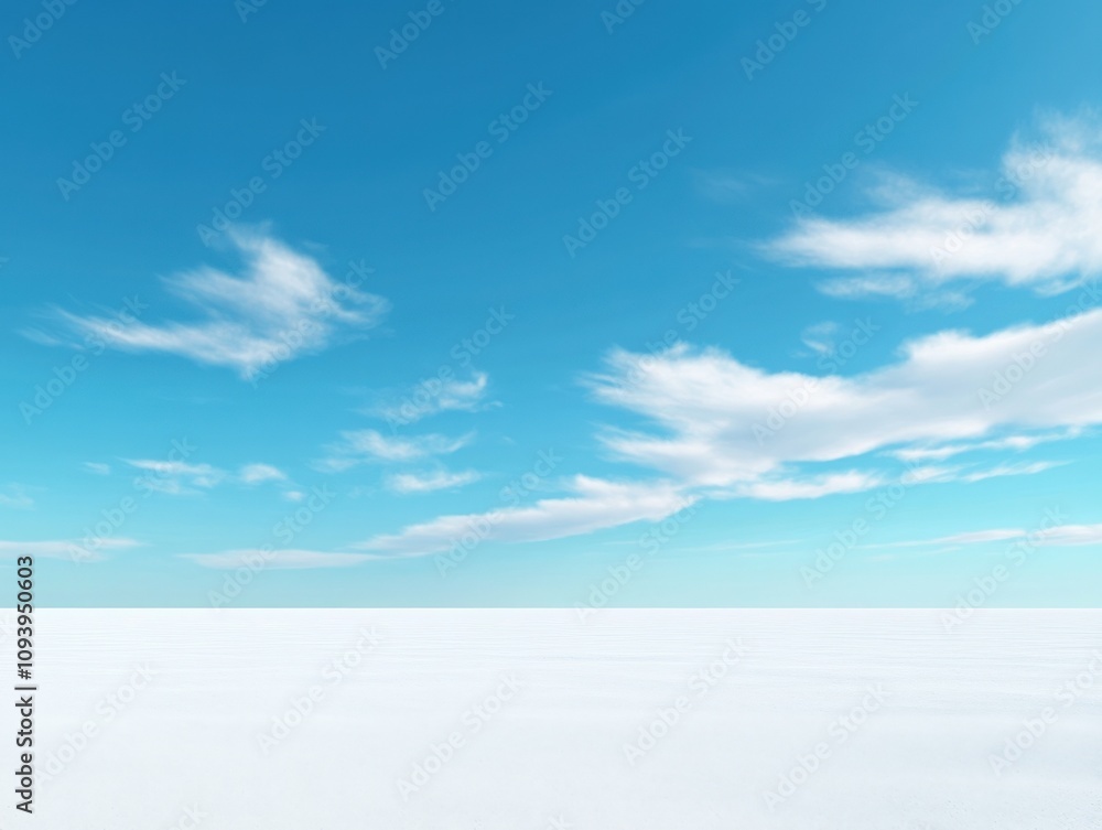 clear blue sky with fluffy clouds over a vast white landscape clear blue sky with fluffy clouds over a vast white landscape