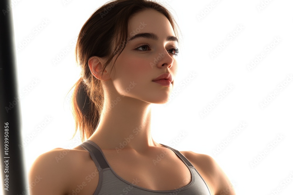 young woman in athletic wear with natural lighting young woman in athletic wear with natural lighting