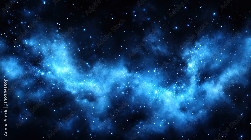 Obraz premium Blue nebula in space with stars.