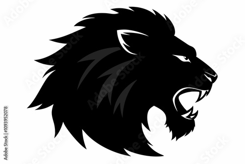 lion head angry icon silhouette.