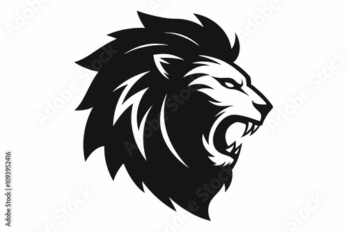 lion head angry vector silhouette.