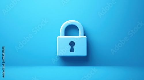 Minimalist blue padlock on a solid background