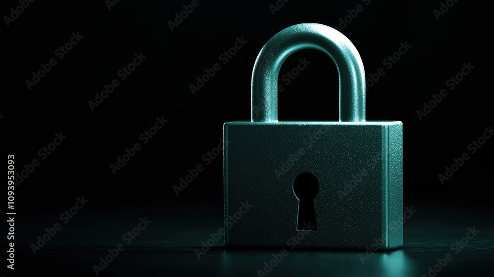 Fototapeta premium Close-up of a metallic padlock in low light
