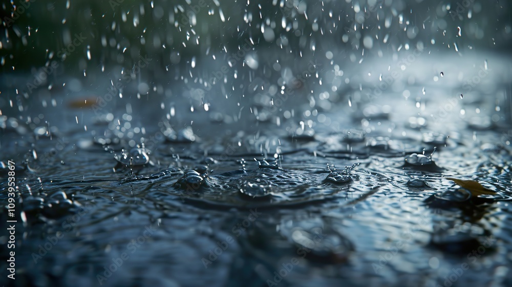Raindrops Falling on Water Surface - Close-Up Macro Photography Raindrops Falling on Water Surface - Close-Up Macro Photography