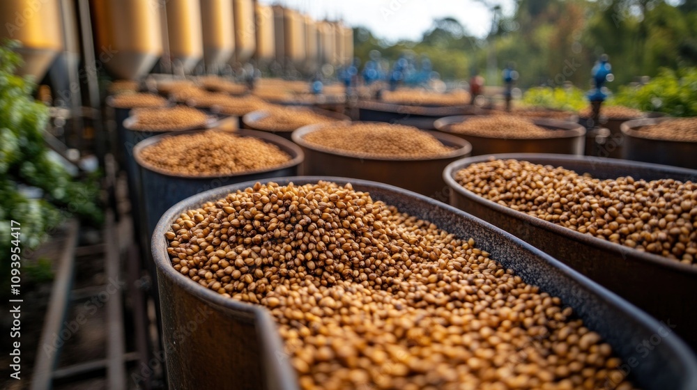 Close-up of Coffee Beans in Processing Close-up of Coffee Beans in Processing