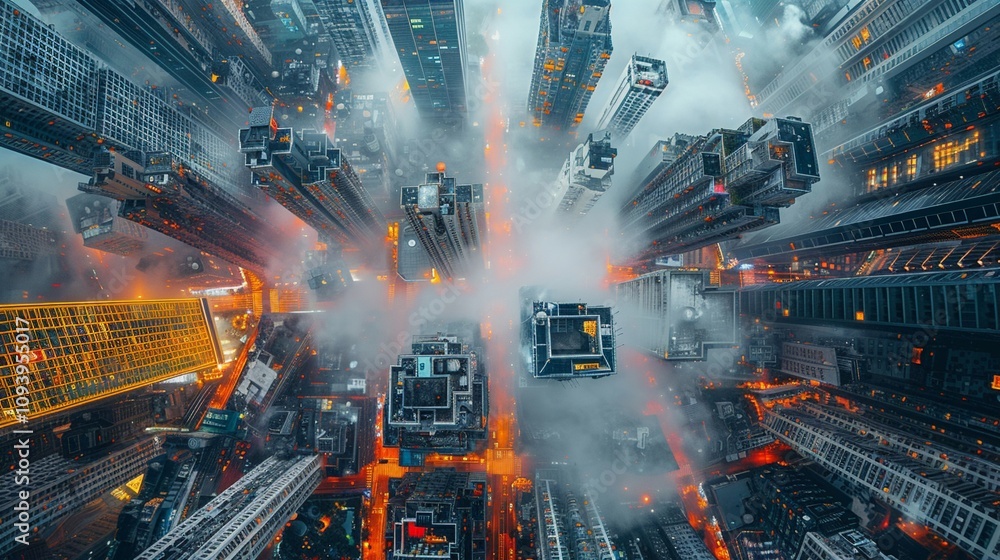 Obraz premium 活気ある大都市の空撮8