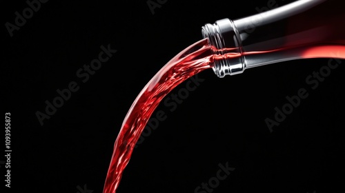 pouring red liquid from a bottle against a black background