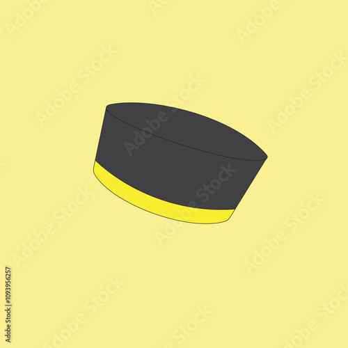 Songkok icon vector illustration on yellow background. Religion hat accessories muslim. Islamic cap