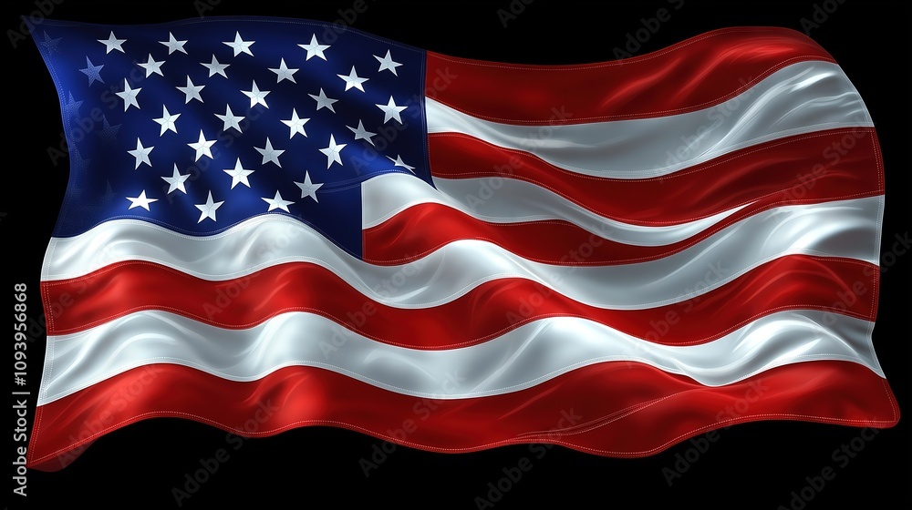 Waving American Flag Symbolizing Freedom and Unity Waving American Flag Symbolizing Freedom and Unity