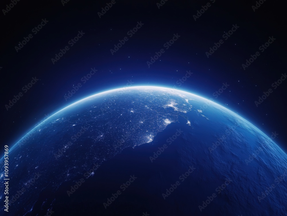 Fototapeta premium a stunning view of earth from space showcasing city lights at night