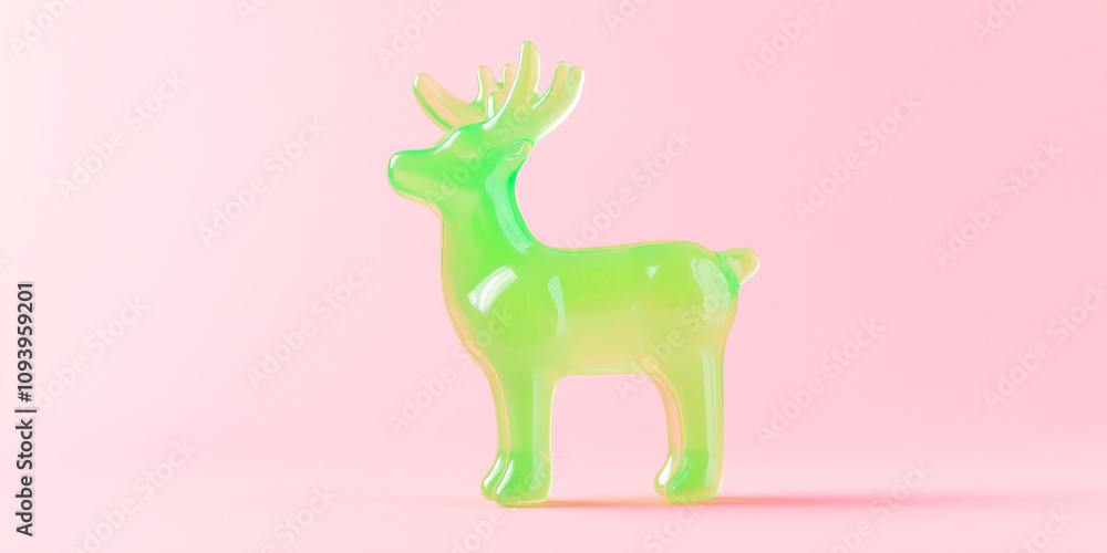 Obraz premium Festive Gummy Reindeer: Green and white design with pink glow