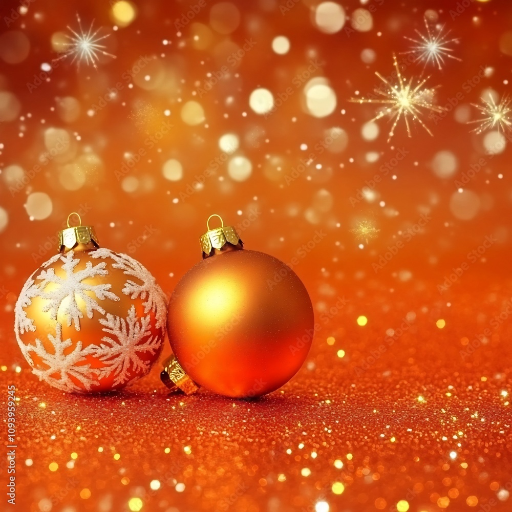 Elegant holiday with shimmering gold ornaments and delicate snowflakes on a bright vibrant orange glittery background This cheerful and luxurious design creates a atmosphere Elegant holiday with shimmering gold ornaments and delicate snowflakes on a bright vibrant orange glittery background This cheerful and luxurious design creates a atmosphere