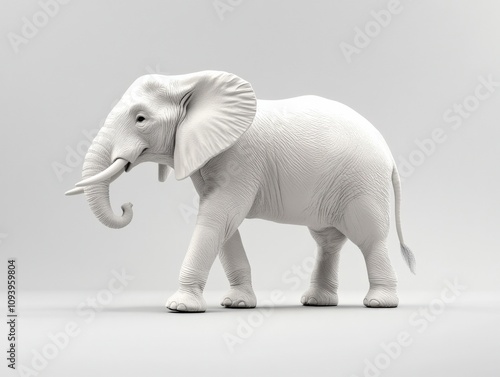 white elephant standing on a light background