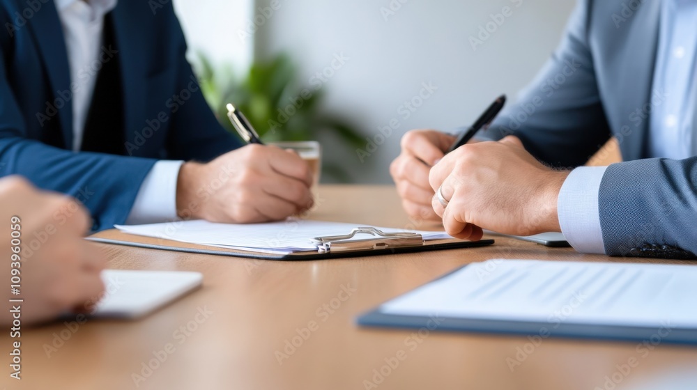 business meeting with hands writing on documents business meeting with hands writing on documents