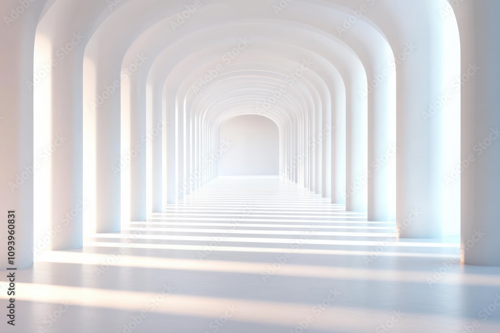 Obraz premium minimalist architectural interior with white arches and natural light