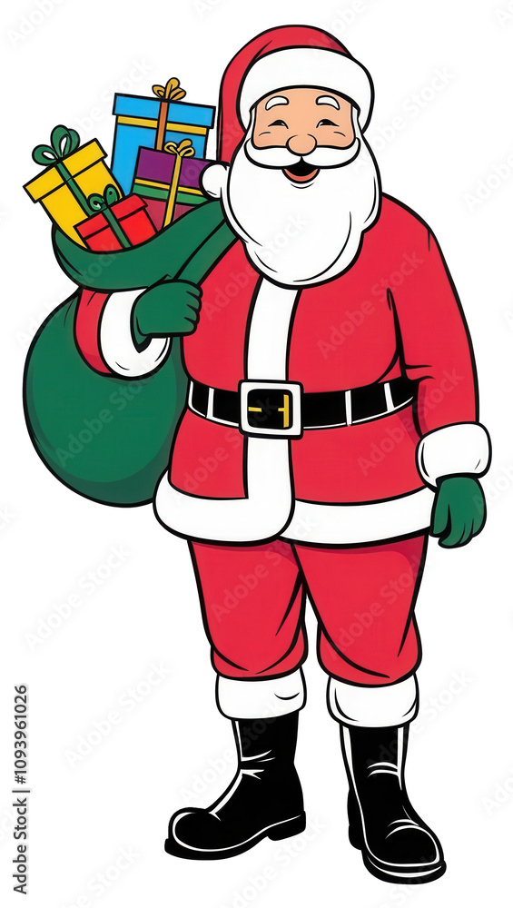 Cheerful Santa Claus Carrying a Sack of Gifts Cheerful Santa Claus Carrying a Sack of Gifts