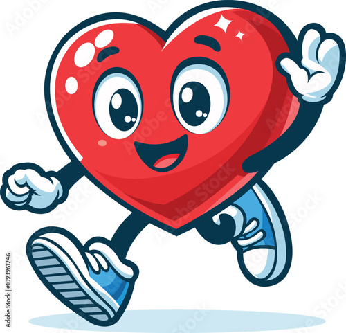 Cartoon Love Heart Shape with funny face vector design