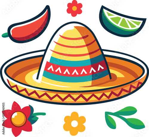 Sombrero drawing vector illustration with white background