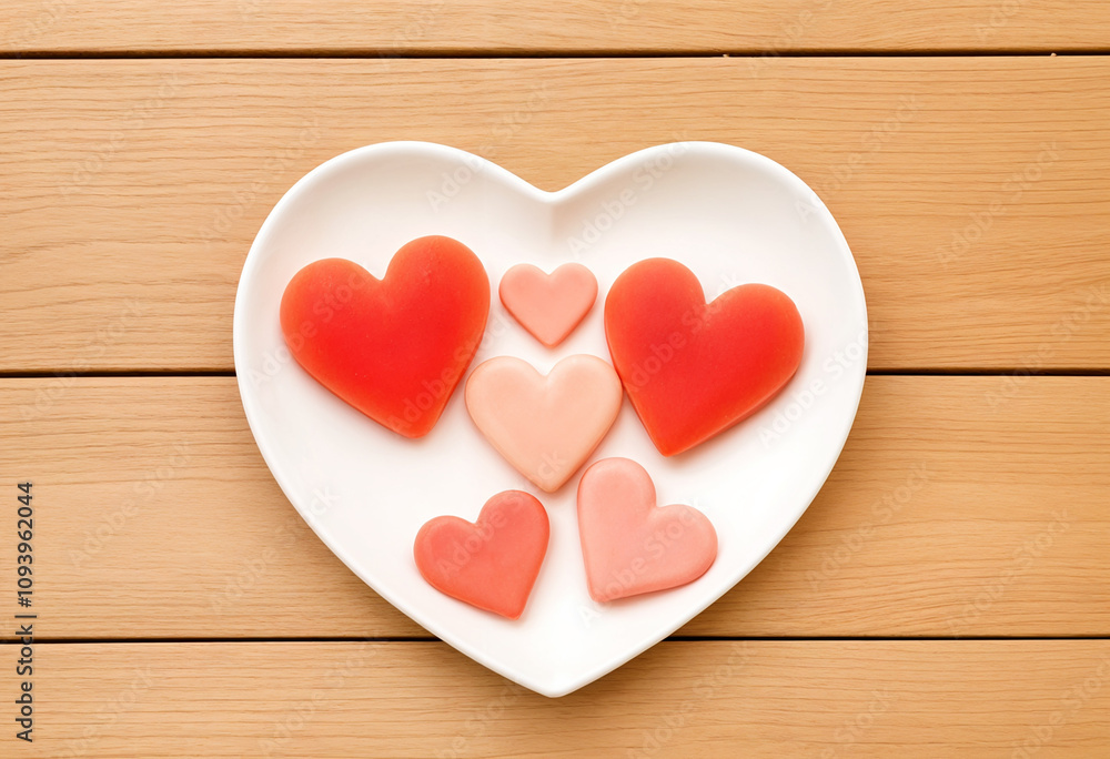 Small heart shapes with plate - generated by ai Small heart shapes with plate - generated by ai