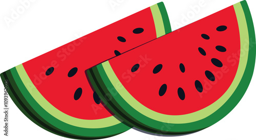 A juicy watermelon slices vector illustration with white background