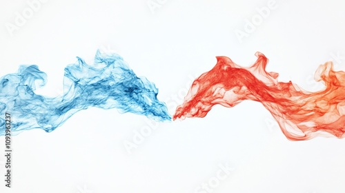 abstract smoke waves in blue and red colors photo