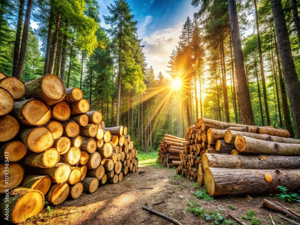 Pile of Logs in a Lush Forest Setting with Ample Copy Space for Text, Ideal for Nature Themes, Sustainability, and Wood Products Marketing Pile of Logs in a Lush Forest Setting with Ample Copy Space for Text, Ideal for Nature Themes, Sustainability, and Wood Products Marketing
