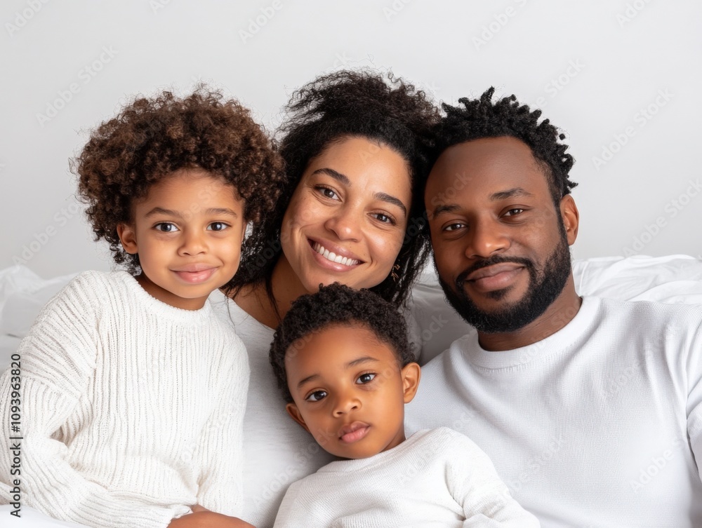 happy family portrait with children smiling together happy family portrait with children smiling together