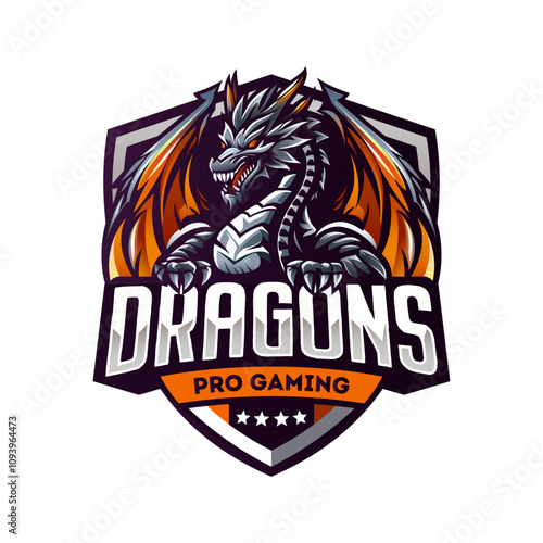 Hand drawn black dragon logo design