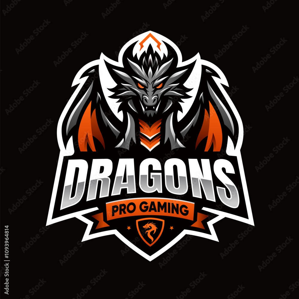 Obraz premium Hand drawn esport dragon logo design