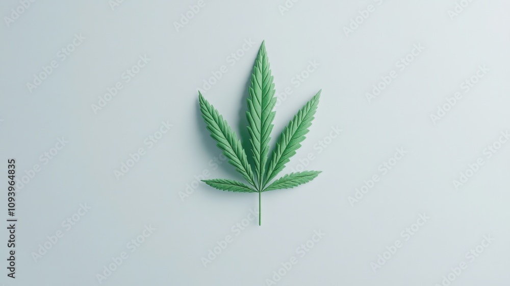 green cannabis leaf on a light background for natural and herbal themes green cannabis leaf on a light background for natural and herbal themes