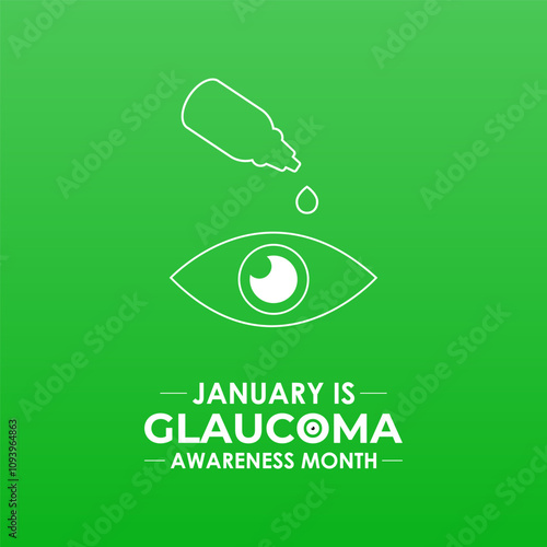 National Glaucoma Awareness Month. Human eye with green awareness realistic Ribbon. Nutritional eye health . Banner poster, flyer and background design template. Vector illustration. Eps 10.