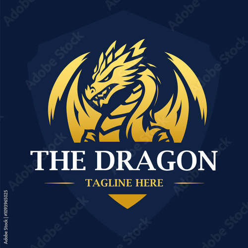 Dragon logo design template animal legend