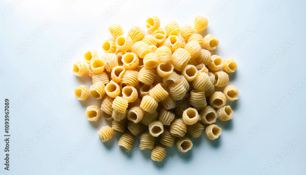 A fresh pile of uncooked cavatappi pasta showcasing its unique spiral shape, perfect for culinary arts and food photography, highlighting Italian cuisine. A fresh pile of uncooked cavatappi pasta showcasing its unique spiral shape, perfect for culinary arts and food photography, highlighting Italian cuisine.