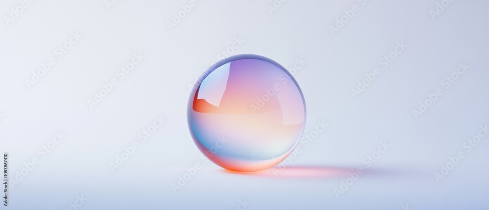 a colorful glass sphere reflecting light in a minimalist setting a colorful glass sphere reflecting light in a minimalist setting