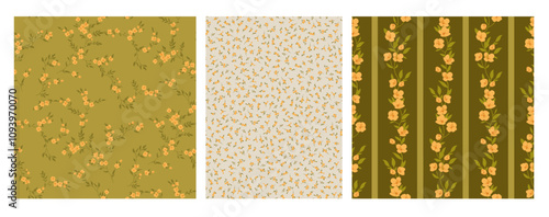 Seamless spring vector pattern with floral motif for dress fabric