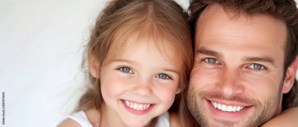 happy father and daughter smiling together in a close embrace happy father and daughter smiling together in a close embrace