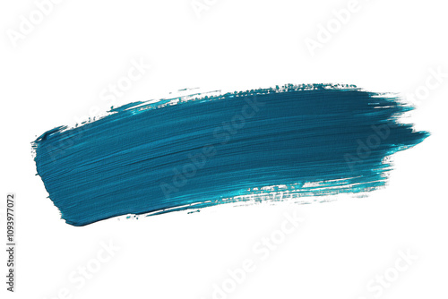 A single, flat brushstroke of rich teal color on an isolated PNG white background