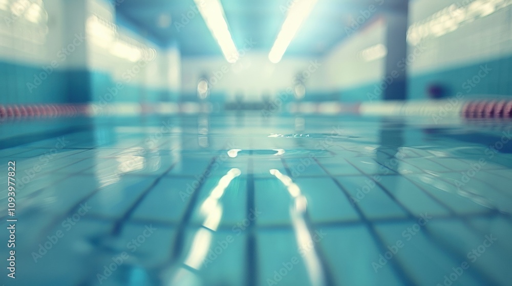 Defocused lanes stretching out into the depths of the pool. Defocused lanes stretching out into the depths of the pool.