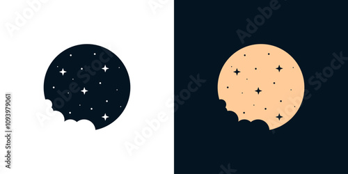 Sky star night circle icon background moon illustration design isolated