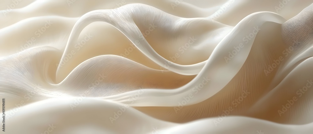 Delicate folds of sheer, creamy-white fabric create an ethereal and tranquil atmosphere, showcasing smooth textures and soft light for a serene and elegant mood. Delicate folds of sheer, creamy-white fabric create an ethereal and tranquil atmosphere, showcasing smooth textures and soft light for a serene and elegant mood.