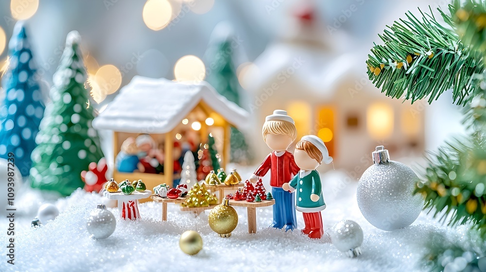 Christmas Market Figurines Snowy Scene Christmas Market Figurines Snowy Scene