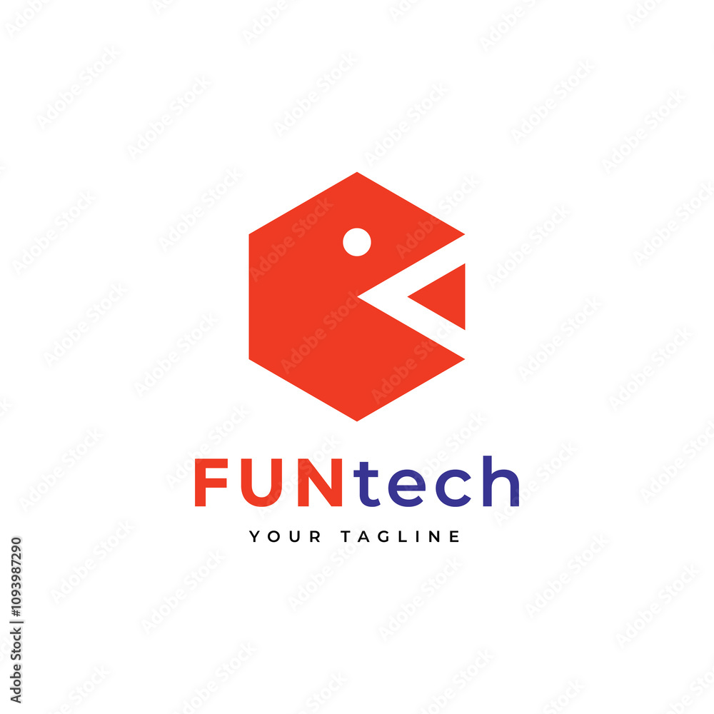fun tech geometric concept logo design modern vector fun tech geometric concept logo design modern vector