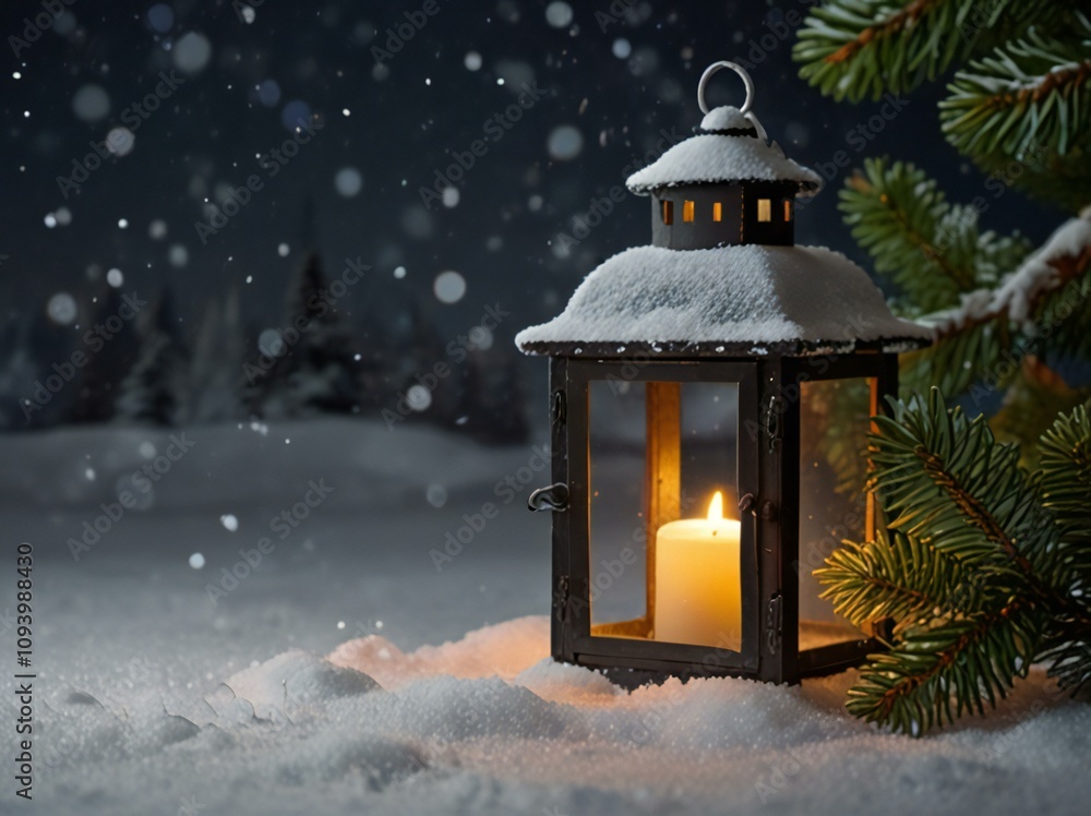 christmas lantern in the snow christmas lantern in the snow